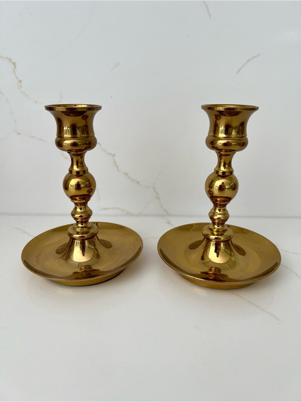 Carolina Brass Gold Candlestick Holders — Set of 2